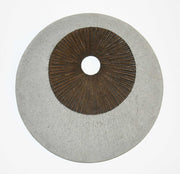 14" X 2.2" Brown & Gray Round Double Layer Ribbed Wall Decor