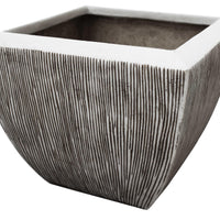 Gray 3 Set Square Ribbed Flower Pot