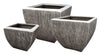 Gray 3 Set Square Ribbed Flower Pot