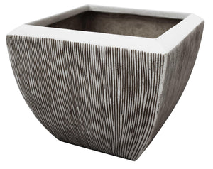 Gray 3 Set Square Ribbed Flower Pot