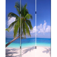 1" x 48" x 72" Multi Color Wood Canvas Paradise Screen