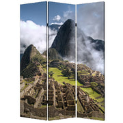 48" X 72" Multi-Color Wood Canvas Machu Picchu Screen