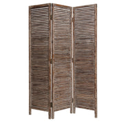 1" X 63" X 72" Brown 3 Panel Solid Wood Fortress  Screen