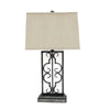 29" X 28" X 8" Gray Industrial Table Lamp With Stacked Metal Pedestal