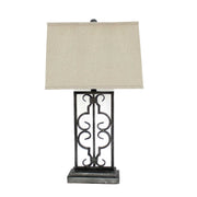 29" X 28" X 8" Gray Industrial Table Lamp With Stacked Metal Pedestal