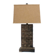 30" X 29" X 8" Brown Vintage Table Lamp With Distressed Metal Pedestal