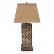 29" X 28" X 8" Brown Industrial Table Lamp With Honeycombed Metal Base