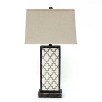 30" X 30" X 8" Bronze Contemporary Table Lamp With Rock Floral Base