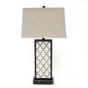 30" X 30" X 8" Bronze Contemporary Table Lamp With Rock Floral Base