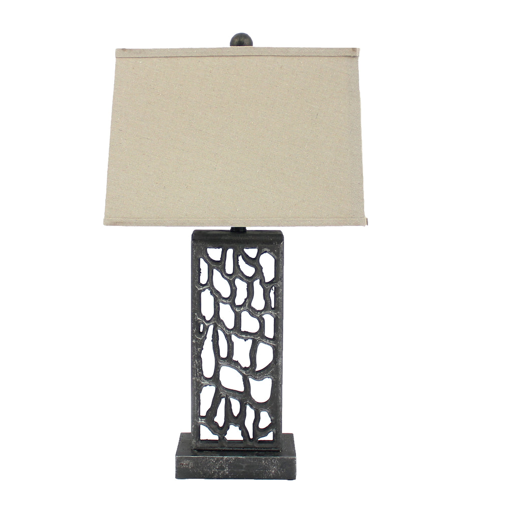 29" X 29" X 8" Silver Coastal Metal Table Lamp With Multi Mini Grotto Pattern