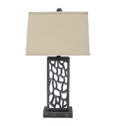 29" X 29" X 8" Silver Coastal Metal Table Lamp With Multi Mini Grotto Pattern