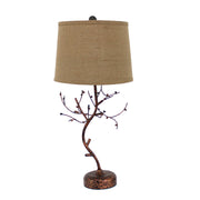 31" X 31" X 9" Bronze Vintage Metal Table Lamp With Elegant Tree Base