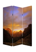 48" X 72" Multi-Color Wood Canvas Desert Screen