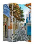 48" X 72" Multi-Color Wood Canvas Greece Screen