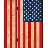 48" X 72" Multi-Color Wood Canvas American Flag Screen