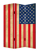 48" X 72" Multi-Color Wood Canvas American Flag Screen