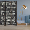 1" x 48" x 72" Multi Color Wood Canvas Family Rule Screen