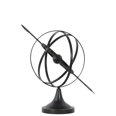 Metal Orb Sphere Design With Directional Arrow And Pedestal
