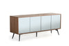 30" Walnut Veneer Glass and Metal Buffet