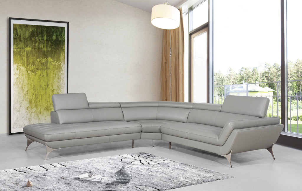 30" Grey Leather Foam and Steel Couch