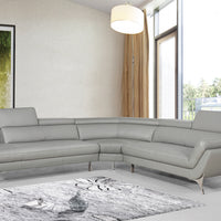 30" Grey Leather Foam and Steel Couch