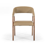 31" Taupe Leatherette and Walnut Wood Dining Chair