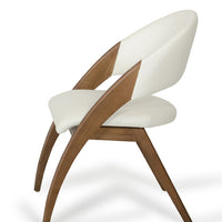 31" Walnut Wood and Cream Leatherette Dining Chair