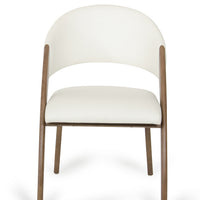 31" Walnut Wood and Cream Leatherette Dining Chair