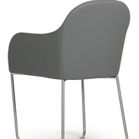 34" Grey Leatherette and Steel Dining Chair