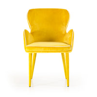 33" Yellow Fabric and Metal Dining Chair