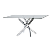 30" Glass and Steel Rectangular Dining Table