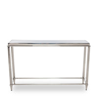 34" Stainless Steel and Glass Console Table