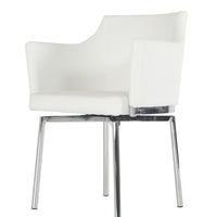 32" White Leatherette and Steel Dining Chair