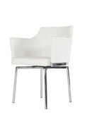 32" White Leatherette and Steel Dining Chair