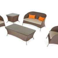 31" Brown Mesh, Aluminum, and Glass Sofa Set