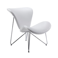 34" White Fabric, Polyester, and Metal Accent Chair