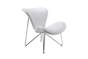 34" White Fabric, Polyester, and Metal Accent Chair