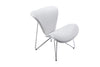 34" White Fabric, Polyester, and Metal Accent Chair