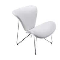 34" White Fabric, Polyester, and Metal Accent Chair