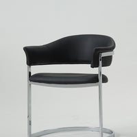 30" Black Leatherette and Stainless Steel Dining Chair