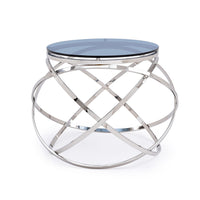 14" Smoked Glass and Stainless Steel End Table
