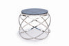 14" Smoked Glass and Stainless Steel End Table