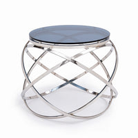 14" Smoked Glass and Stainless Steel End Table