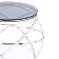 14" Smoked Glass and Stainless Steel End Table