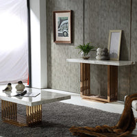 30" Rosegold Marble and Metal Console Table