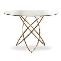 30" Rosegold Stainless Steel and Glass Dining Table