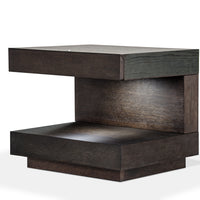 16" Brown Oak Veneer Nightstand