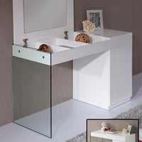 27" White Glass Floating Vanity with a Mirror