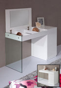 27" White Glass Floating Vanity with a Mirror