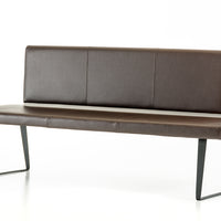 35" Brown Leatherette and Metal Dining Bench